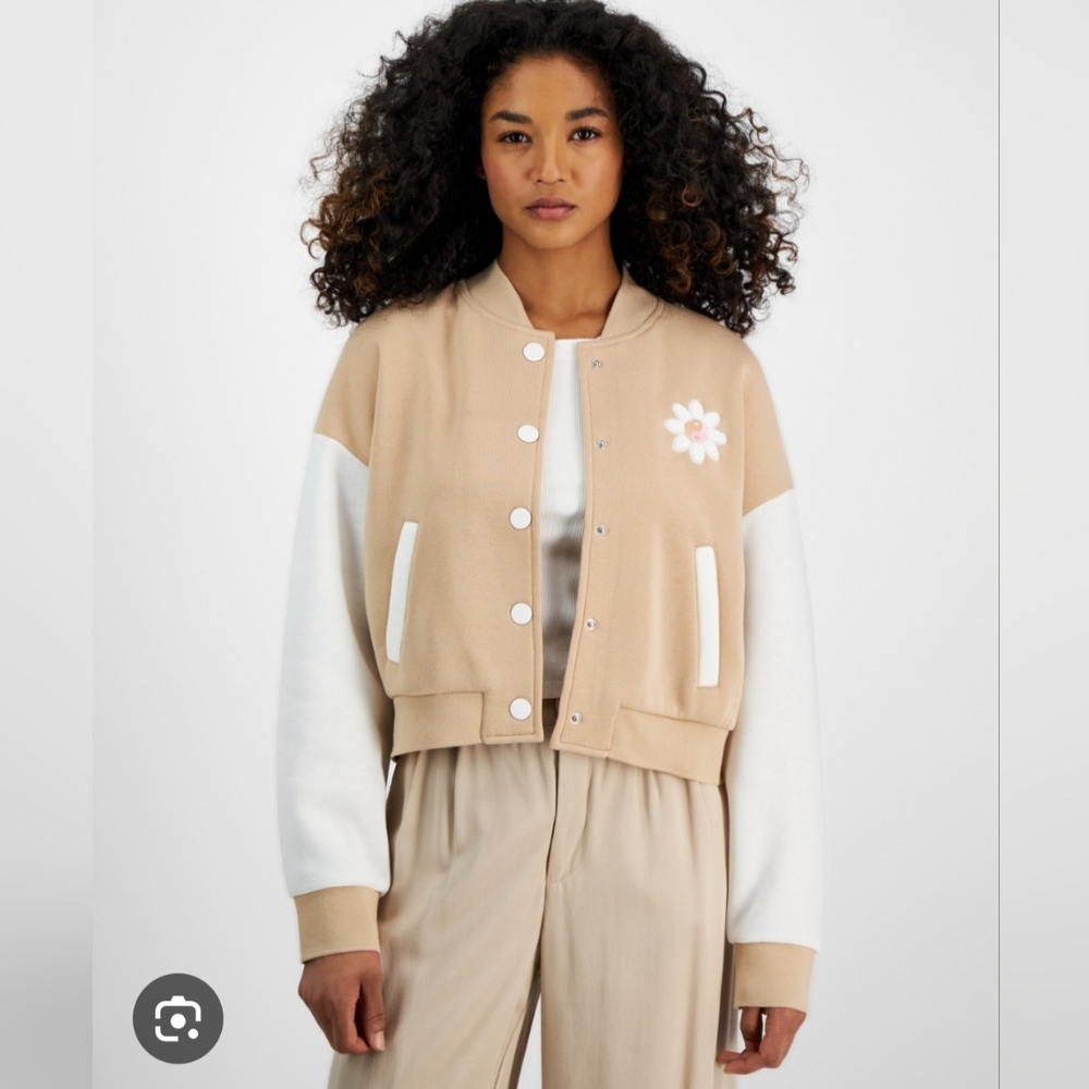 Hippie Rose Juniors' Embroidered Colorblocked Bomber Jacket